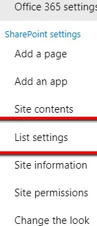 Office 365 settings-